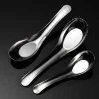 Stainless Steel Spoon Flat Spoon Chinese Deepened Large Capacity Spoon Mirror Polished Tableware Soup Rice Tableware Flat Spoon Cooking Utensils