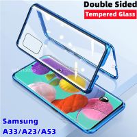 สำหรับ Samsung Galaxy A23 A33 A53 A32 A52S A52 A72 4G 5G ฝาครอบ Double Sided กระจกนิรภัยโทรศัพท์กรณีโลหะกันกระแทกป้องกันด้านหลังฝาครอบ