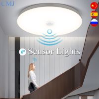 [HOT QQZIWWUJJWG 104] หลอดไฟ LED พร้อม Motion Sensor ไฟเพดาน PIR Night Light Sensor โคมไฟติดผนัง110V 220V 18W 15/20/30/40W สำหรับ Home บันไดห้องโถง