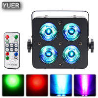 YUER 4X10W LED แบนราบเท่ากันใหม่ RGBWA + UVLight งานเลี้ยงวันเกิดของครอบครัวโรงละครที่ยึดโปรเจ็คเตอร์ไฟเวทีงานแต่งงานหลอดไฟวอร์มไวท์ที่หรี่ได้ DMX512 8CH