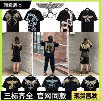 เสื้อยืดกีฬาแบบบางสำหรับเด็กชาย Boy London อังกฤษแท้ใหม่ปักลาย2023ผ้าฝ้ายแขนสั้นคู่สไตล์ลำลองสีบรอนซ์ชายและหญิงทรงหลวมสำหรับฤดูร้อน