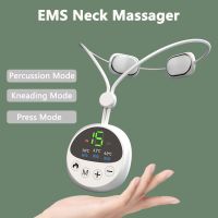 ZZOOI EMS Hanging Neck Cervical Massager Relaxer 15 Levels Adjustment Heating Pulse Massage for Neck Shoulder Arm Pain Relief