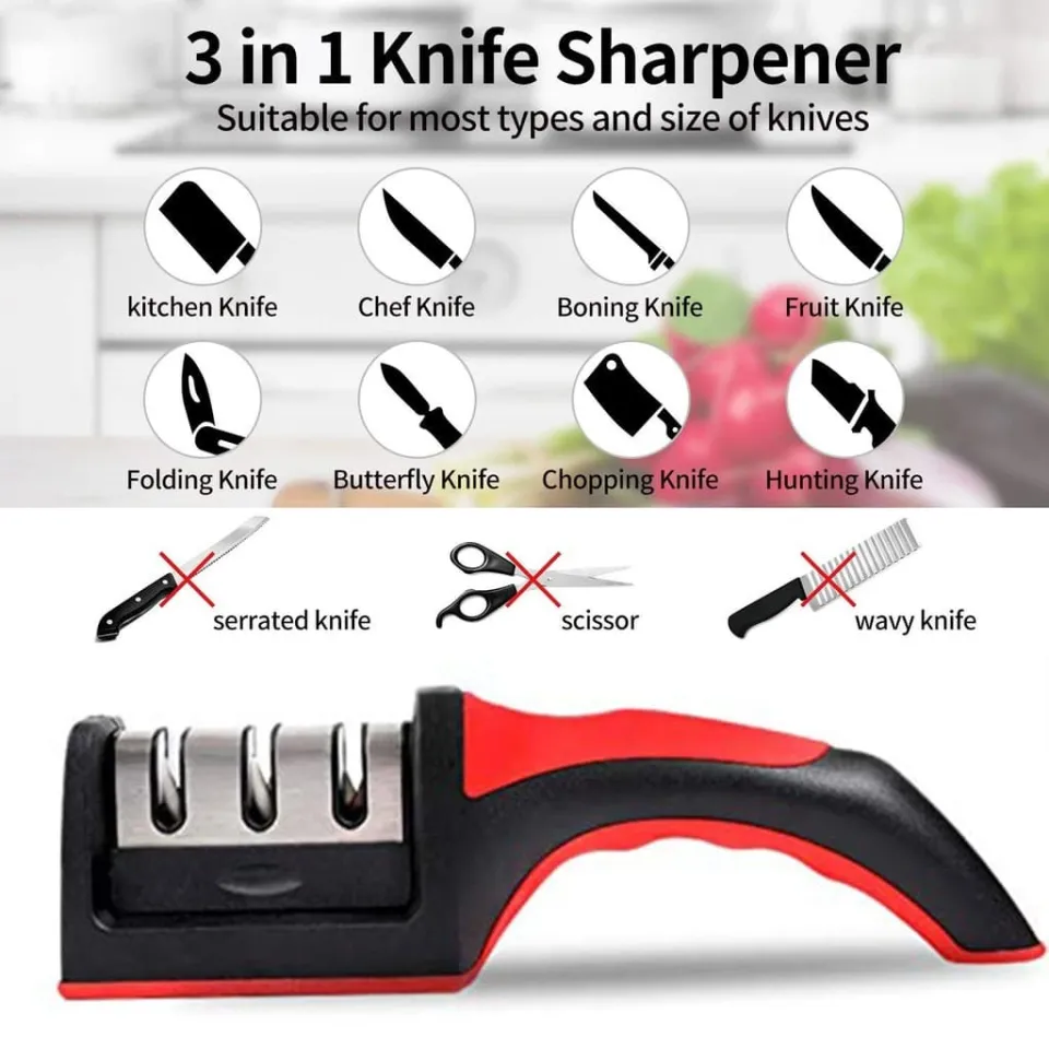 1pc 4 In 1 Stainless Steel Knife Sharpener, Suitable For Various Sizes Of Kitchen  Knives Such As Chef's Knife, Fruit Knife And Scissors