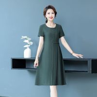 Mother summer wear new dress western style fashion big yards loose hide belly middle-aged female leisure cotton and linen skirt