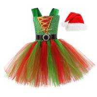 Girls Christmas Elf Tutu Dress Christmas Childrens Clothing Dresses Childrens Christmas Elf Dress Red Green Spaghetti Straps Sleeveless Mesh Tutu Dress for Christmas Part designer