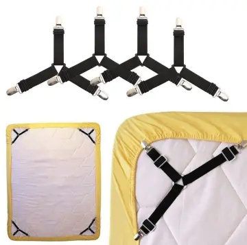 4pcs/set Adjustable Length Bed Sheet Clips Metal Gripper Fastener For Bed  Sheets, Covers, Tablecloths, Sofa Covers, Tents