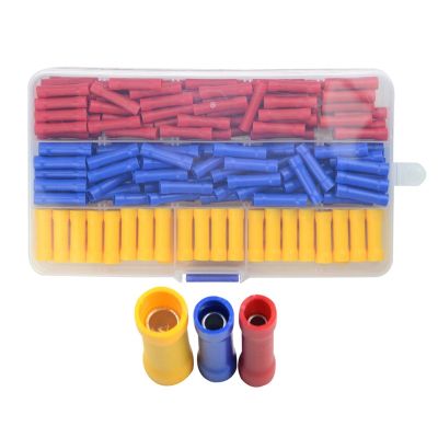 200 PCS Insulated Straight Wire Butt Splice Terminals Electrical Crimp Connector Assortment Kit