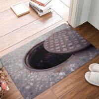 【PPQ Home Life Museum】 Manhole Cover พรมเช็ดเท้าห้องอาบน้ำสี่เหลี่ยมผืนผ้า Soft Entrance Hallway Mat 3D ตลก Traps Anti-Slip พรมปูพื้น Foot Pad