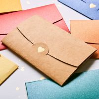 20pcs Envelope Birthday Gift Blessing Greeting Letter Wedding Invitation DIY School Supplies Mini Bronzing Heart Card 10.5x7cm