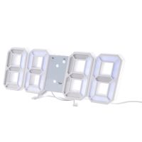 Digital 3D LED Wall/Desk Clock Alarm Big Digits Auto Brightness USB Temperature