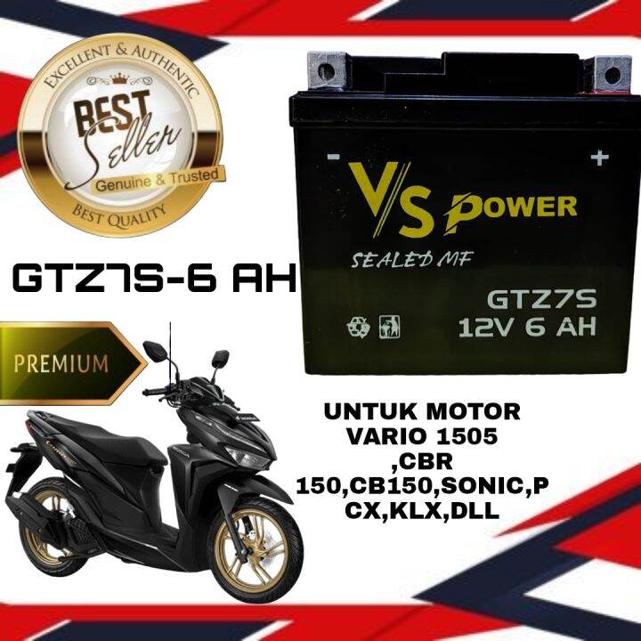 AKI MOTOR GTZ7S 6AH VS POWER untuk Honda PCX 150,Honda Beat Pop,Honda