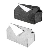 Tissue Case Box Household Tissue Holder Simple Wool Felt Trays Solid Color Home Car Napkin Paper Towel Tissue Box Container Tissue Holders