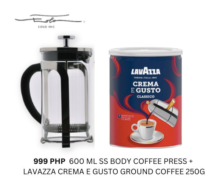Lavazza Crema E Gusto Classico Ground Coffee 250g + Coffee French Press