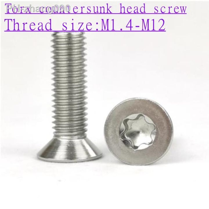 2-100pcs-six-lobe-torx-flat-countersunk-head-screw-six-lobe-bolt-stainless-steel-m1-4-m1-6-m2-m2-5-m3-m4-m5-m6-m8-m10-m12