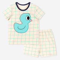 เสื้อผ้าเด็ก ชุดแขนสั้นขาสั้น Unifriend Thailand รุ่น 22ss/Slub-Check Blue Duck5