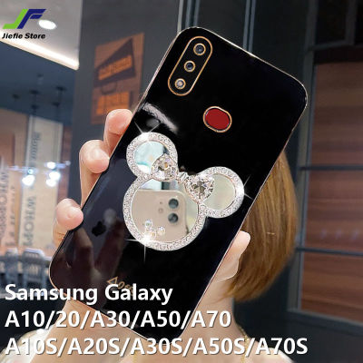 JieFie น่ารัก Minnie โทรศัพท์กรณีสำหรับ Samsung Galaxy A20S / A10S / A30S / A50S / A70S / A10 / A20 / A30 / A50/A70แฟชั่นสไตล์ Girly กับ Shiny Diamond Mickey Mouse กระจกโทรศัพท์