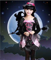 【cw】 Halloween Childrens Performance Clothing European and American Girls cosplay Witch Anime Dance Performance Clothing Factory Wholesale 1