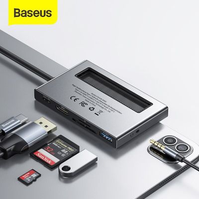 Baseus ฮับ USB C ไปยัง HDMI-USB ที่เข้ากันได้ USB 3.0 100W PD พอร์ตสำหรับ iPad Pro 2020 6 In 1 USB-C USB ฮับต่อพ่วงสำหรับการแมคบุ๊กโปรแอร์ Feona