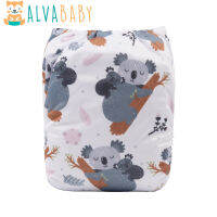 ALVABABY Digital Positioning Cloth Nappy For Baby Washable Baby Cloth Diaper With 1Pc Microfiber Insert