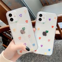 [Phone case]ใสน่ารักหัวใจรักกรณีโทรศัพท์อ่อนสำหรับ iPhone 11 12 Mini Pro Max ลูกอมสีล้างสำหรับ iPhone 7 8พลัส X XS XR SE 2020