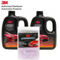 3M (x2ขวด) แชมพูล้างรถสูตรผสมแวกซ์ 2 in 1 ทั้งล้างและเคลือบเงา ในขั้นตอนเดียว Car Wash with Wax 1 ลิตร 39000W น้ำยาล้างรถ และ 3เอ็ม ผ้าเช็ดรถ ไมโครไฟเบอร์ สำหรับลงแวกซ์ และเช็ดทำความสะอาดรถ สีม่วง ขนาด 50X50 ซม.