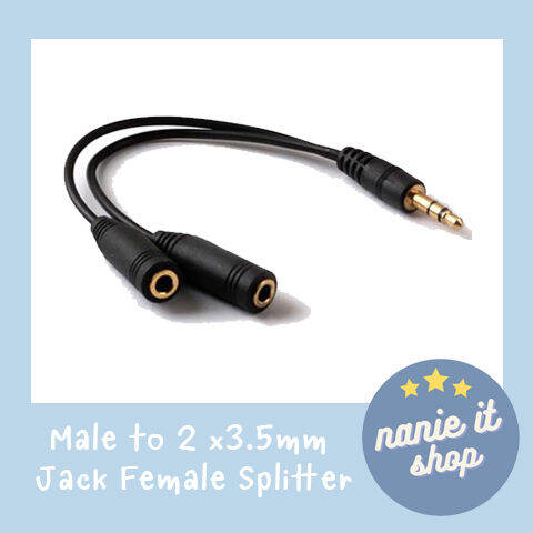 จัดส่งจากกรุงเทพ-ฟังเพลงพร้อมกัน-2-คน-3-5mm-male-to-2-x3-5mm-jack-female-splitter