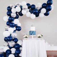 「 ANN Hardware 」100ชิ้น/ล็อต NavyWhite ลูกโป่ง Arch GarlandRoyal Baby Shower SilverBalloon งานแต่งงานวันเกิดเจ้าสาว DIY Decor