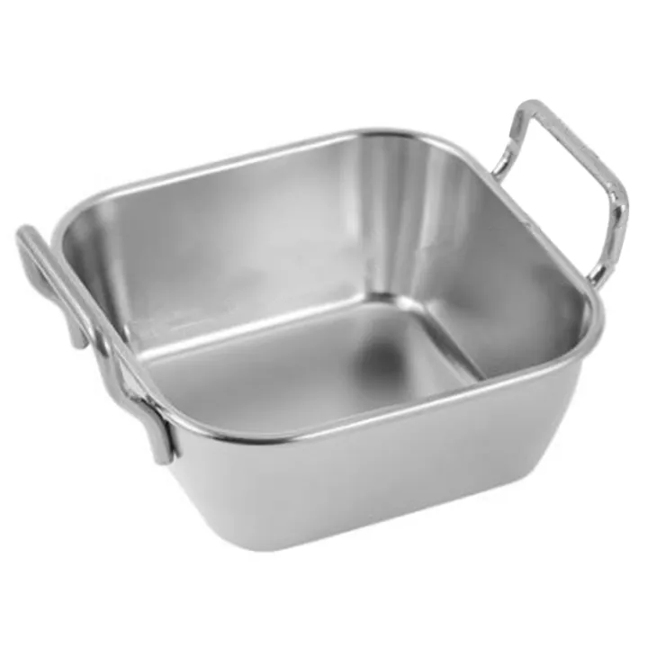 Stainless Steel Food Storage Tray Double Ears Fried Chicken Square ...