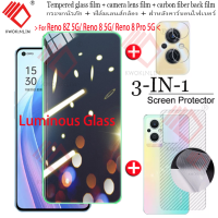 (3 in 1)For OPPO Reno 8Z 8 Pro/Reno 7Z/Reno 7 Pro/Reno 7 ฟิล์มกระจกนิรภัย Tempered Glass ฟิล์มกระจกกันรอยกล้องหลัง+เลนส์กล้องถ่ายรูปฟิล์ม + 3D คาร์บอนไฟเบอร์ด้านหลังฟ