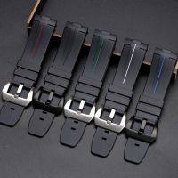 Suitable for Panerai fossil watch strap 24MM waterproof curved silicone soft mens bracelet retro breathable 【JYUE】