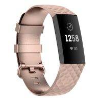 หัวเข็มขัดมีสีสันสายนาฬิกาข้อมือสายรัดข้อมือ TPU สำหรับ Fitbit Charge 4/ชาร์จ3/ชาร์จ3 SE ขนาด: L (สีขาว) (ลดเอง)