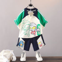 Ultraman Clothes Boys Summer Suit 2023 New Fashion Baby Short-Sleeved Childrens Summer Fried Street Fashion Childrens Clothing