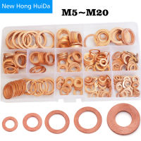 Copper Washer Gasket Set Plain Washer With Box Fitting for Screw Bolts Ring Seal Assortment Kit Set M5 M6 M8 M10 M12 M14 M16 M20