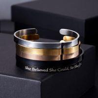 1PC 3Colors Stainless Steel Personalized Character Name Engraved Custom Cuff Bangle&amp;Bracelet Anniversary Gift For Lover Friend