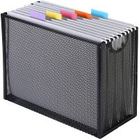 Hanging File Organizer Filing Box,Metal Mesh File Crate Desk Organizer Magazine Holder with 5 Hanging Folders Included