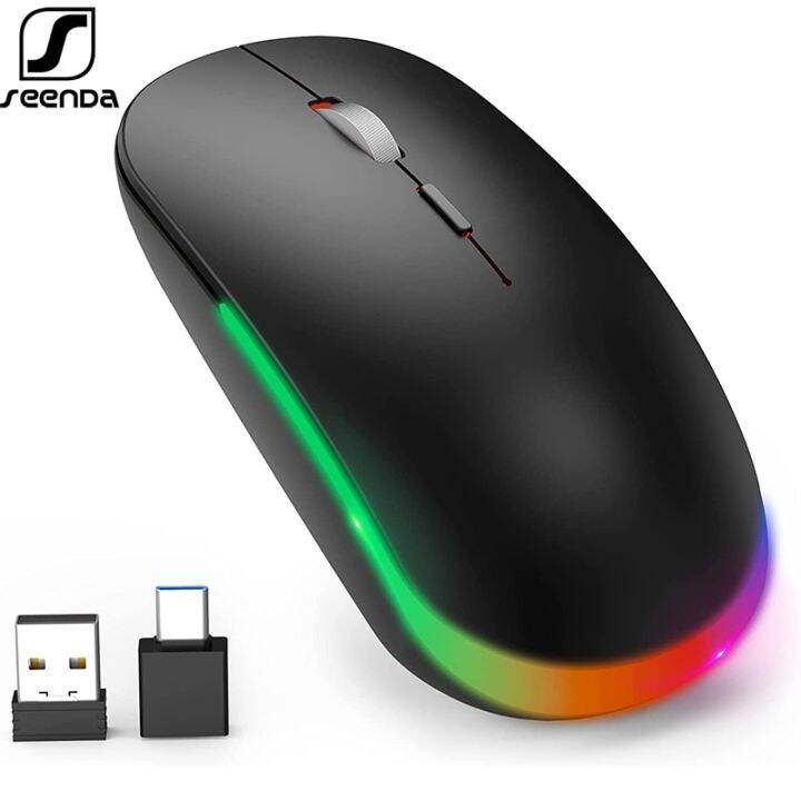 SeenDa RGB Wireless Mouse Rechargeable Computer Mouse with USB Receiver