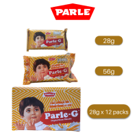 Parle G Gluco Biscuit net weight 28g, 56g, 28g x 12 packs (1 box). Original for Thailand