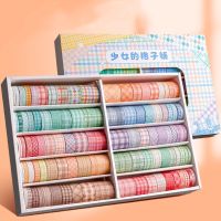 100Pcs Grid Washi Tapes Journal Supplies Basic Masking Tape Scrapbooking Decorative Adhesive Tape Stationery Cute Washitape Pendants