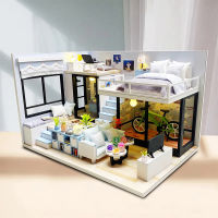 DIY บ้านตุ๊กตาไม้ Casa ชุดอาคารขนาดเล็กพร้อมเฟอร์นิเจอร์ Light Modern Loft Dollhouse ของเล่นสำหรับผู้ใหญ่วันเกิด Gifts