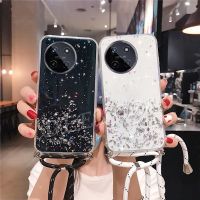 คลังสินค้าพร้อมเคสโทรศัพท์สำหรับ Realme11 RealmeC51 NFC Realme 11 NFC C51 4G 2023กากเพชรส่องแสงเป็นประกายวิบวับใหม่ใส TPU Softcase กลับฝามีสายรัดเคสสมาร์ทโฟนเชือกคอ