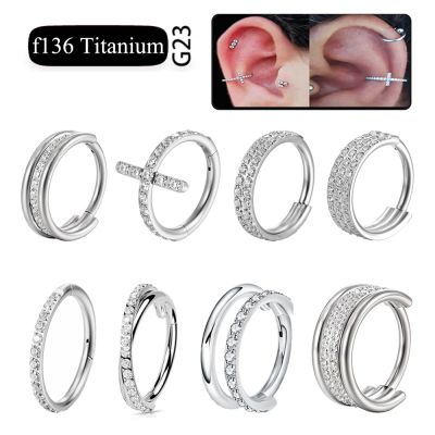 F136 Titanium Nose Ring Implant Grade Hinged Seamless Earrings Clicker Hoop Ring for Cartilage Helix Rook Septum Daith Tragus