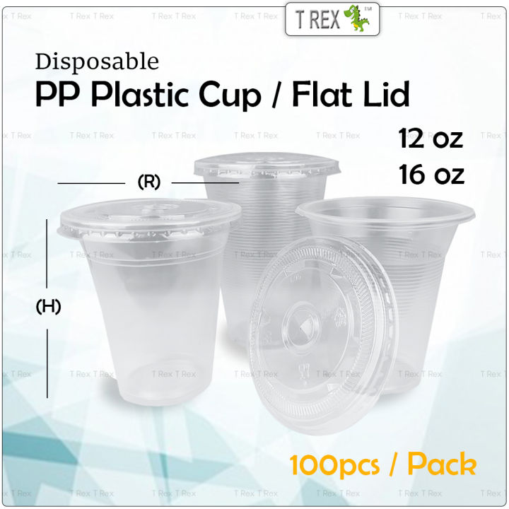 100pcs Disposable PP Plastic Cup 12Oz, 16Oz / Cawan Plastik Pakai Buang ...