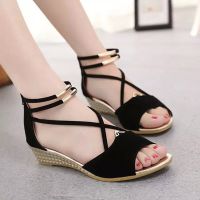 HOT★2023 Peep toe Sandals Women Summer Shoes Women Wedges Sandals Fashion Summer Ladies Wedge Shoes Woman Sandal Black Red Blue