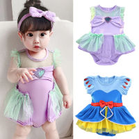 3-18 Months Newborn Clothes Baby Girl Romper Suit Toddler Girl Mermaid Snow White Jumpsuit Romper Headband Baby Princess Dress