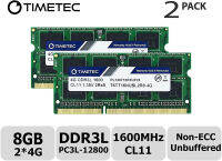 Timetec Hynix IC 8GB Kit (2x4GB) DDR3L 1600MHz PC3L-12800 Non ECC Unbuffered 1.35V CL11 2Rx8 Dual Rank 204 Pin SODIMM Laptop Notebook Computer Memory Ram Module Upgrade (Low Density 8GB Kit (2x4GB))