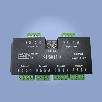 SOCIABLE RGB แอดเดรส เครื่องขยายสัญญาณ SP901E แยกกันเป็น DC12-24V ตัวทำซ้ำแถบแสง ของใหม่ LightDC5แผงเมทริกซ์แบบตั้งโปรแกรมได้- เพิ่มสัญญาณ SPI WS2812B WS2811 WS2813