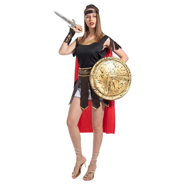 Sexy Roman Gladiator Women Costume Halloween Warrior Lady Adult Fancy ...