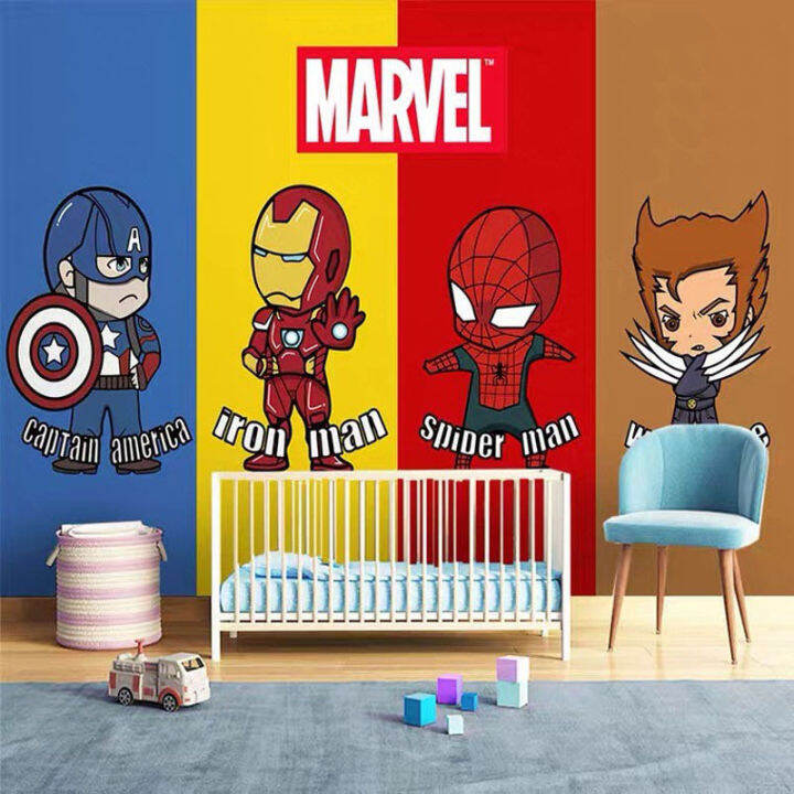 Children's room wallpaper 3D cartoon comics Avengers Alliance Marvel ...