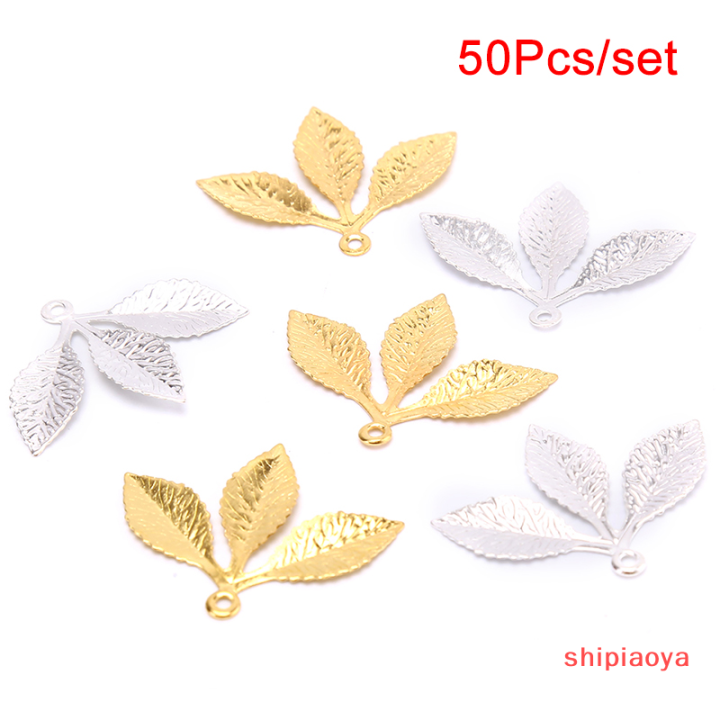 shipiaoya-ใบไม้สไตล์วินเทจต่อ50ชิ้น-ชุดสำหรับทำเครื่องประดับ-diy