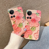 KOSLAM เคสโทรศัพท์แสงสีชมพูภาพดอกไม้สีน้ำมันฟ้าสำหรับ OPPO Reno10 5G 10 Pro 5G 10 Pro + 5G Reno8 T 4G 5G Reno8 Z 5G Reno8 5G Reno8 Pro 5G Reno7 Z 5G ปลอกโทรศัพท์มือถือ TPU นิ่มสไตล์ใหม่ Reno7 5G 5G 6 6Z 6 Pro 5 Pro 5G 2023มีสินค้าในสต็อก